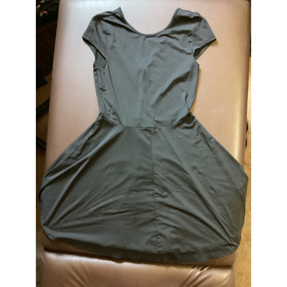 American Apparel Black Skater Dress V-Neck Scoop Back Fit Flare Mini Small